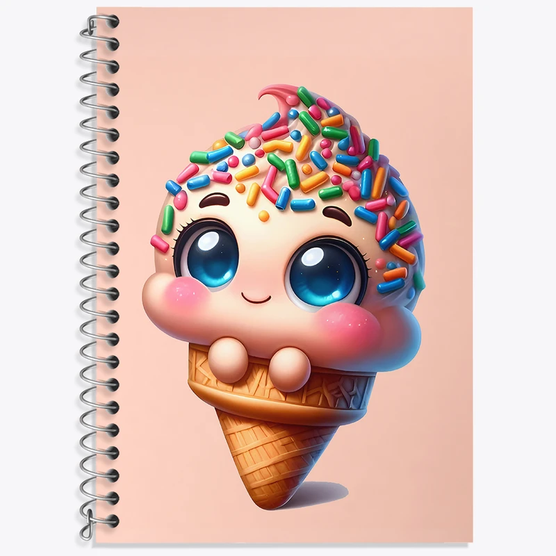 دفتر زبان 50 برگ خندالو مدل سه خط طرح بستنی کیوت کد N4863