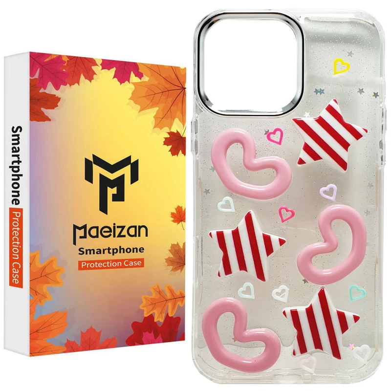 کاور پاییزان مدل قلب برجسته طرح ستاره مناسب برای گوشی موبایل اپل IPhone 16