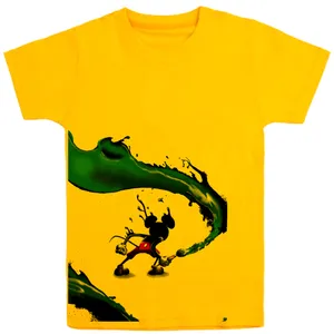 تی شرت آستین کوتاه دخترانه مدل میکی موس ورنگ D163 رنگ زرد