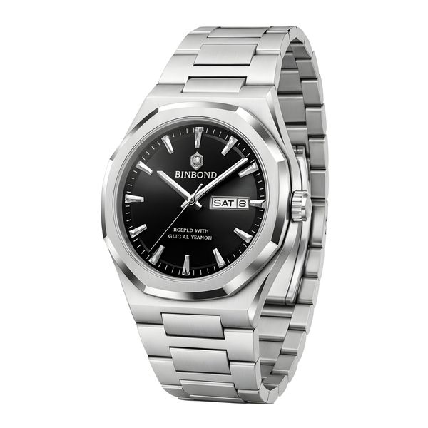 ساعت مچی عقربه‌ای کوارتز مردانه بین باند مدل کلاسیک لوکس اسپرت دی دیت بند استیل قفل مخفی کد J.A2