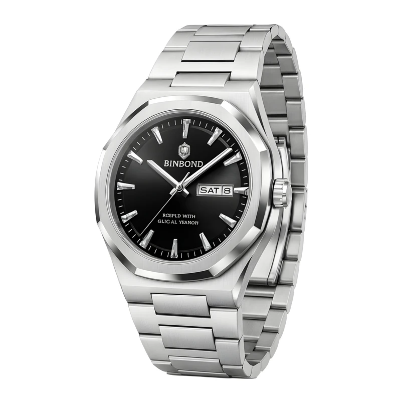 ساعت مچی عقربه‌ای کوارتز مردانه بین باند مدل کلاسیک لوکس اسپرت دی دیت بند استیل قفل مخفی کد J.A2