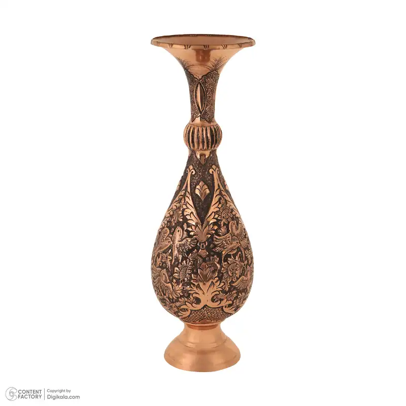 گلدان قلمزنی قهرمانی طرح گل و پرنده کد 912