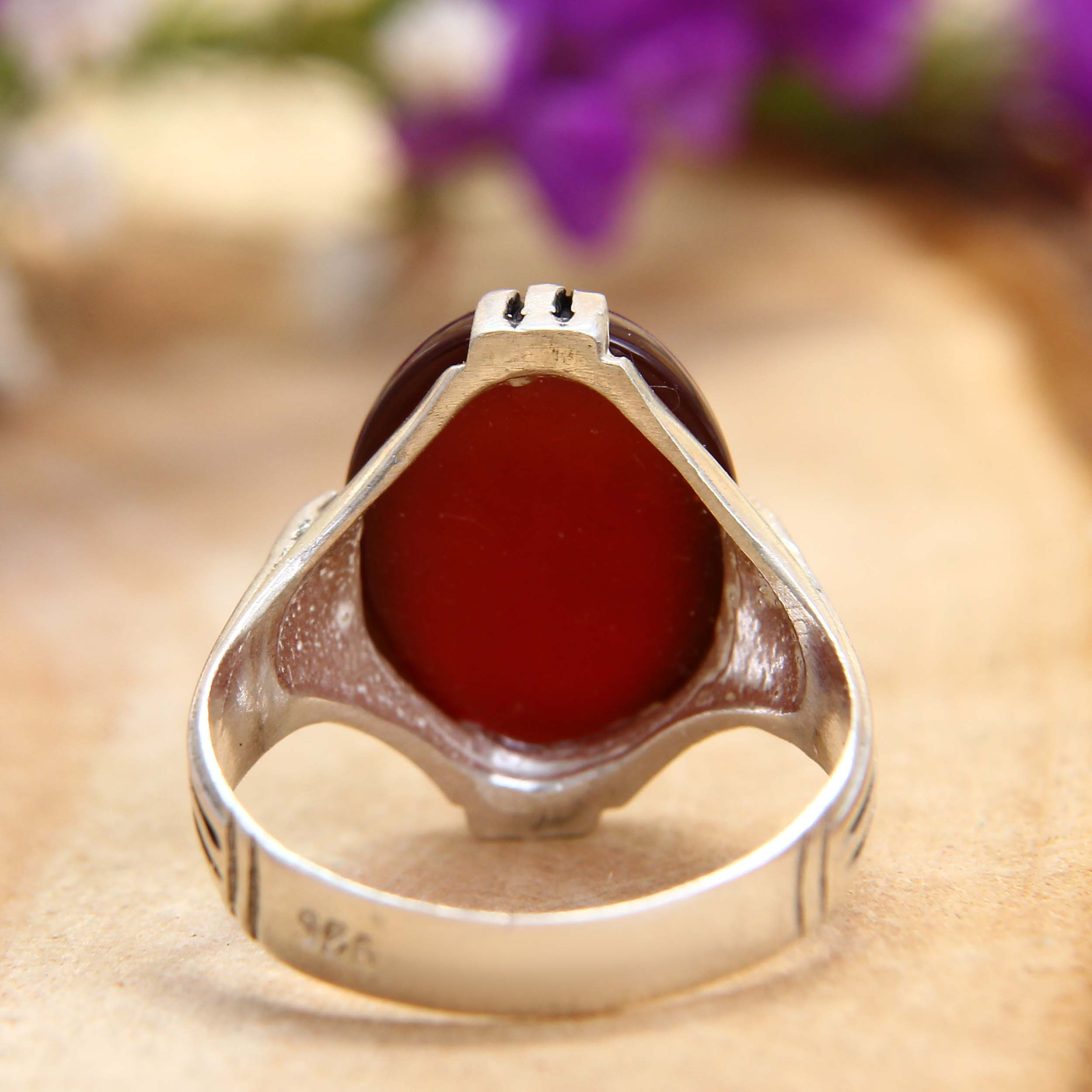 انگشتر نقره مردانه بازرگانی میلادی مدل عقیق سرخ رکاب 4 چنگ سیلندری کد AM_194