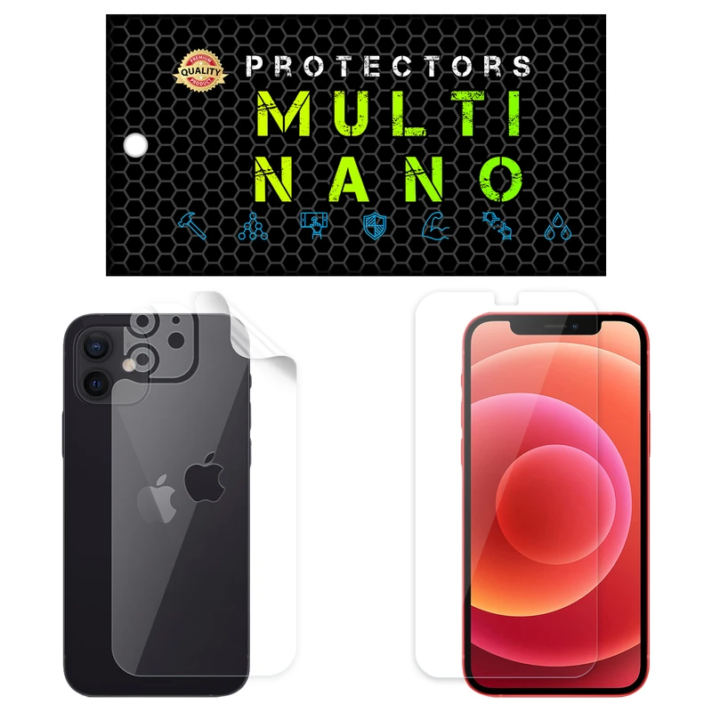 محافظ صفحه نمایش مولتی نانو مدل X-SFT مناسب برای گوشی موبایل اپل iPhone 12 به همراه محافظ پشت