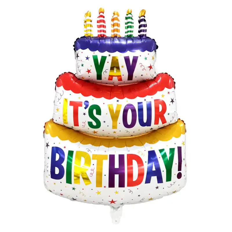 بادکنک فویلی لاکی بالونز مدل کیک و شمع کد 1202