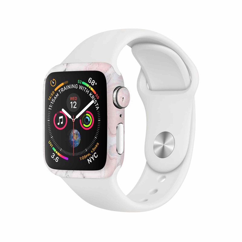 برچسب ماهوت طرح Blanco_Pink_Marble مناسب برای اپل واچ Watch 4 44mm