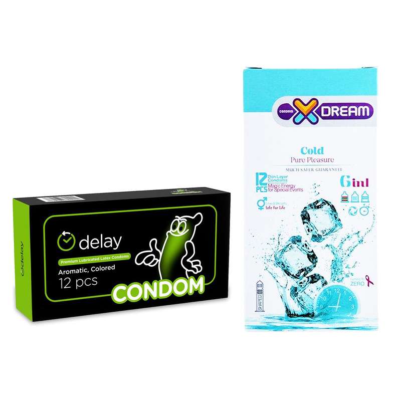 کاندوم ایکس دریم مدل Cold بسته 12 عددی به همراه کاندوم کاندوم مدل Delay بسته 12 عددی
