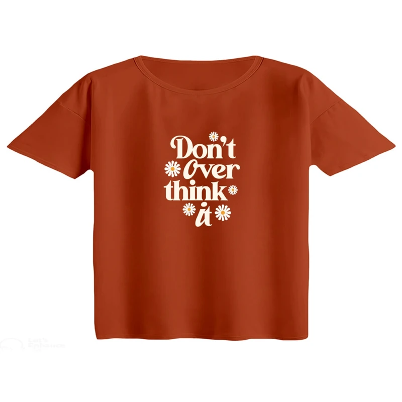 کراپ تی‌شرت آستین کوتاه زنانه مدل تکست مینیمال کد 04