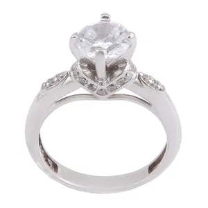 انگشتر نقره زنانه بازرگانی میلادی مدل تک نگین کوارتز رکاب دست ساز ابکاری رادیوم کد AWR_1299