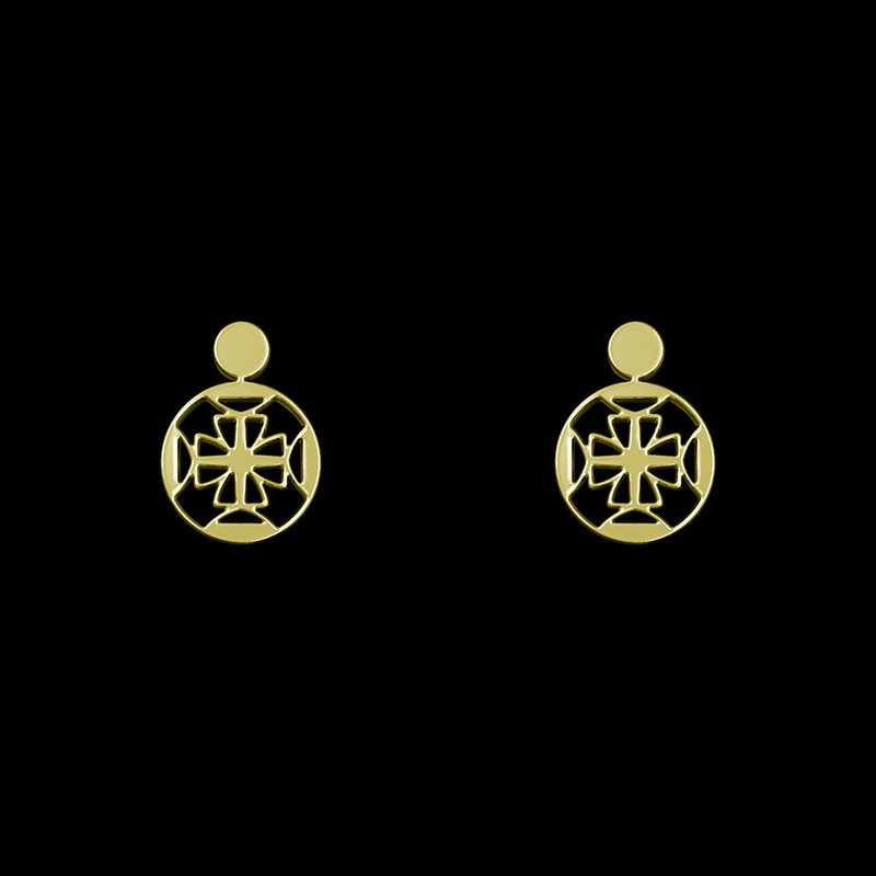 گوشواره طلا 18 عیار زنانه مدوپد مدل هندسی کد GA1-14828