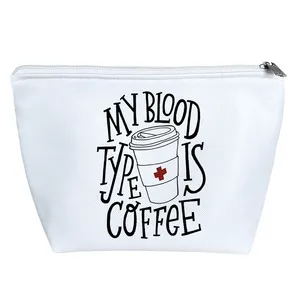 کیف لوازم آرایش دخترانه خندالو مدل گروه خونی من قهوه است کد 5054