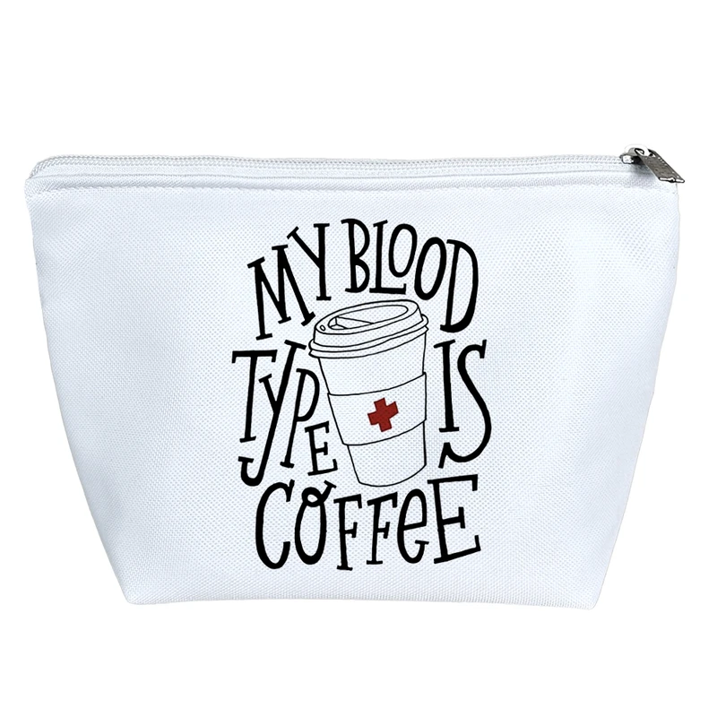 کیف لوازم آرایش دخترانه خندالو مدل گروه خونی من قهوه است کد 5054