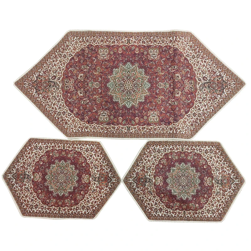 ست 3 تکه رومیزی ترمه صفائی کد 24 مدل zr.gn