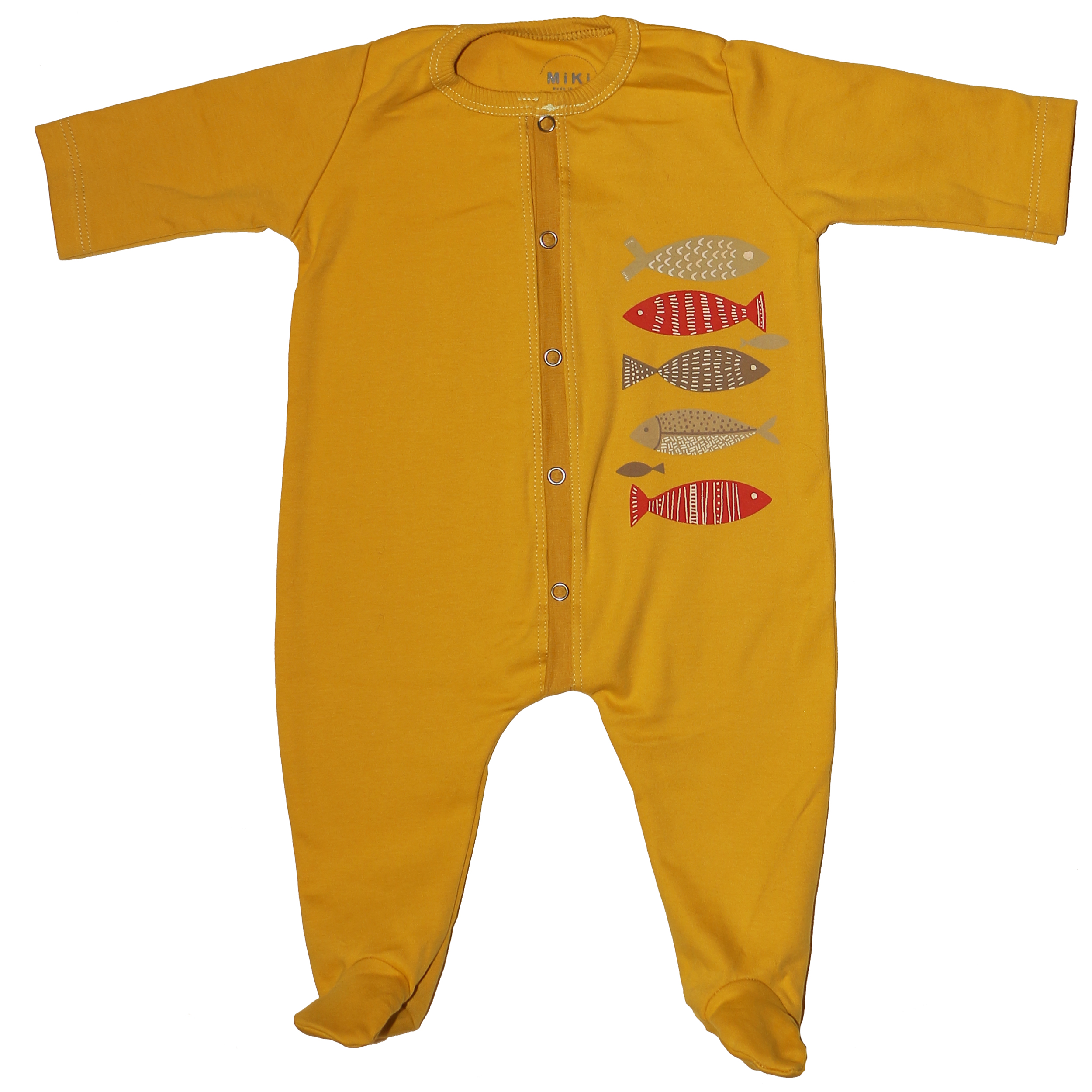 سرهمی نوزادی میکی مدل جوراب دار رنگ زرد