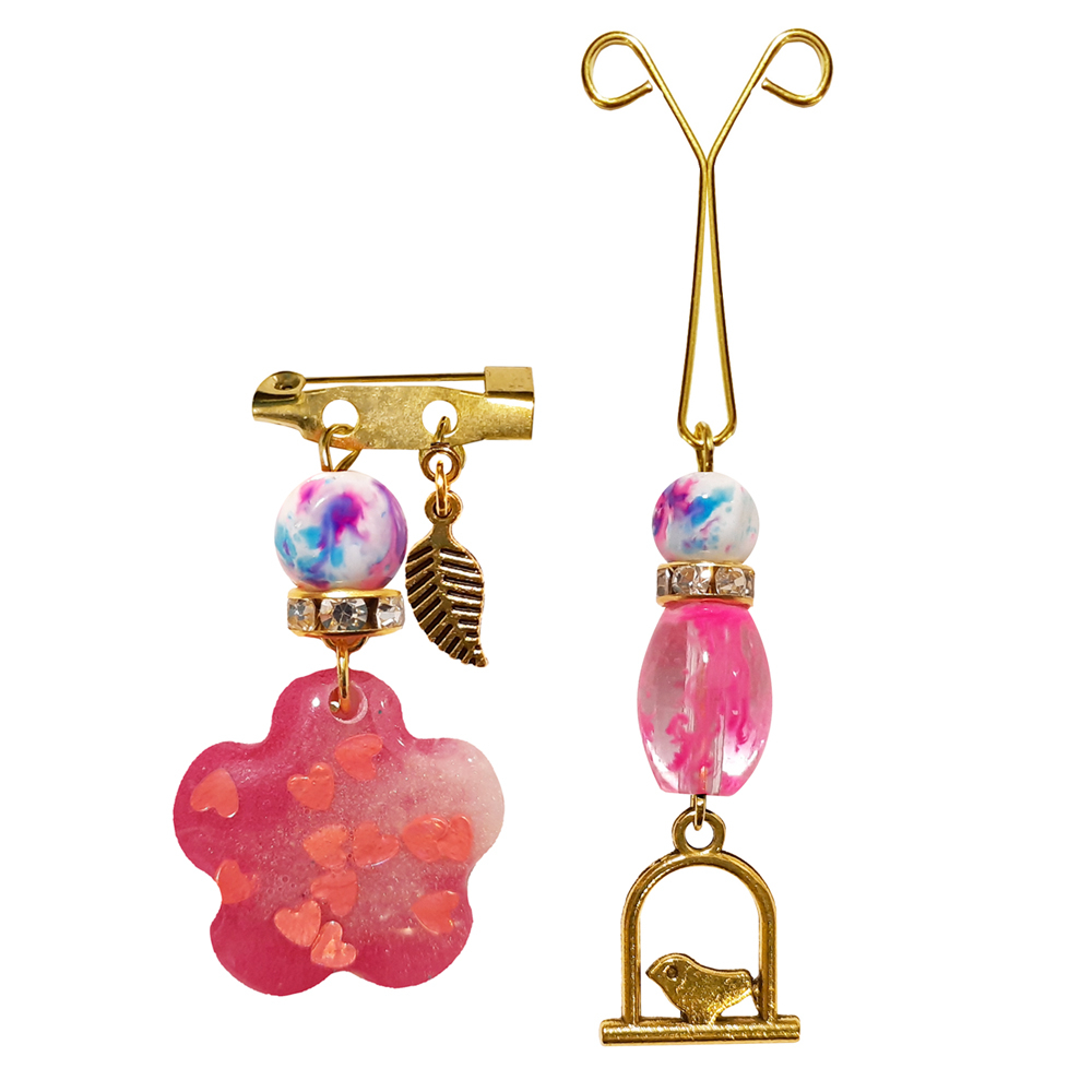 ست گل سینه و گیره روسری طرح مرغ آمین کد PM SE45