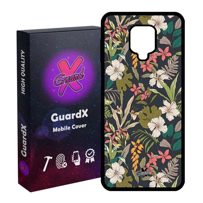 کاور گارد ایکس طرح گل مدل Glass10222 مناسب برای گوشی موبایل شیائومی Redmi Note 9S / Note 9 Pro / Note 9 Pro Max