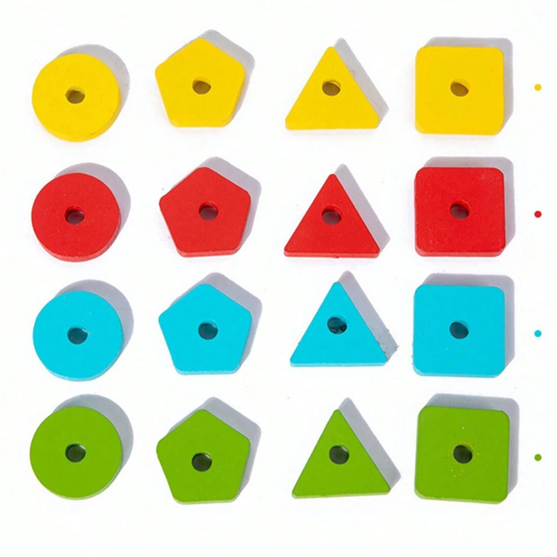 بازی آموزشی سمید مدل مونته سوری چوبی طرح پایه اشکال 4 ستون ماهیگیری و حیوانات