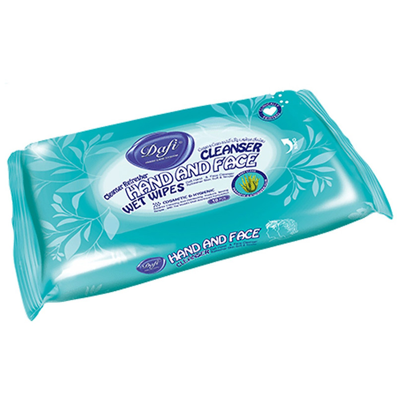 دستمال مرطوب دافی مدل پاک کننده دست و صورت بسته 10 عددی