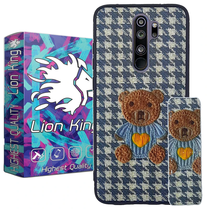 کاور لاین کینگ طرح پارچه ای 3D مناسب برای گوشی موبایل شیائومی Redmi Note 8 Pro به همراه پایه نگهدارنده