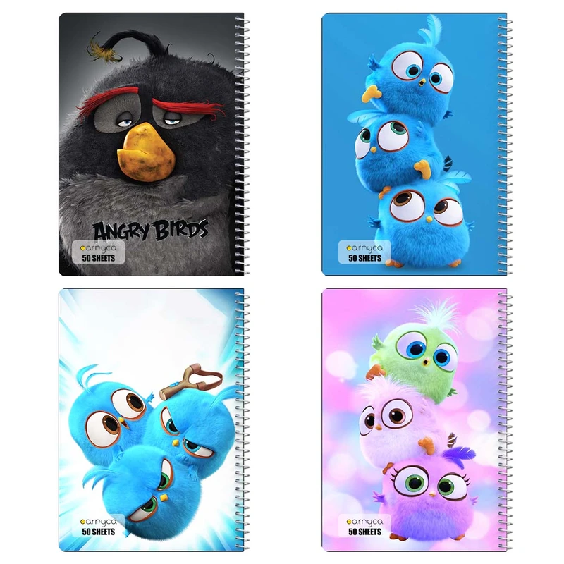 دفتر نقاشی 50 برگ کارنيکا طرح پرندگان خشمگین کد 79372 مجموعه 4 عددی