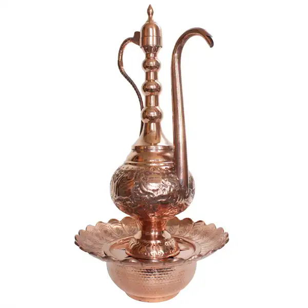 ست آفتابه و لگن مسی مدل توپی کد ZH44