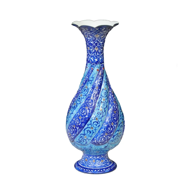 گلدان میناکاری مسی مدل گل اسلیمی کد 20 A