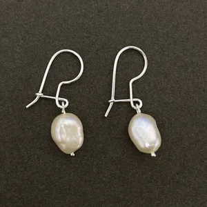 گوشواره نقره زنانه الماسین آذر طرح مروارید باروک کد BAgolb01