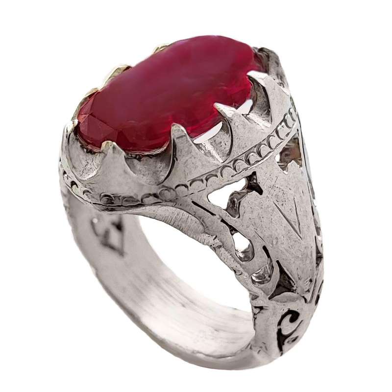 انگشتر نقره مردانه مدل یاقوت آلمانی MG5016