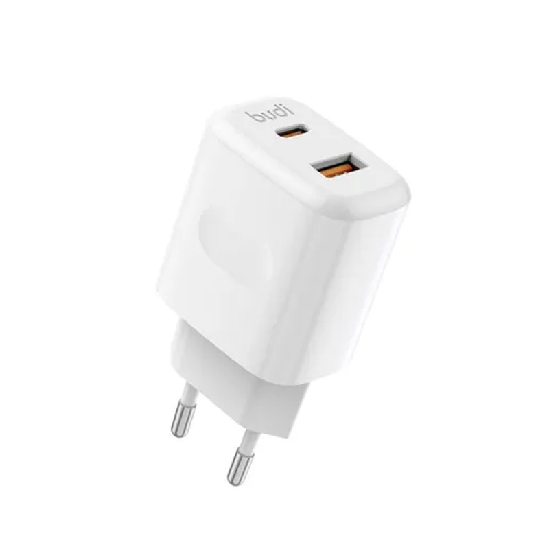 شارژر دیواری 30 وات دو پورت بودی مدل AC306ETLW به همراه کابل تبدیل USB-C به لایتنینگ