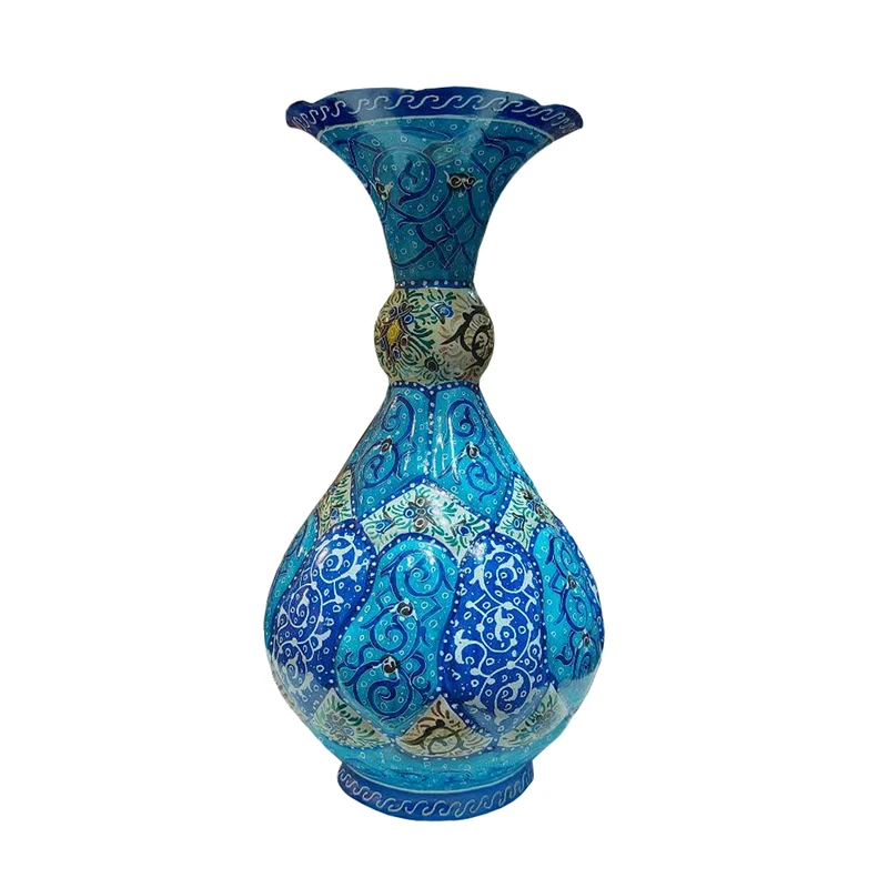 گلدان میناکاری مسی مدل اسلیمی ختایی کد 098