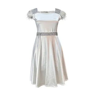 پیراهن یقه گرد زنانه مدل مجلسی نگین دار کد 10008