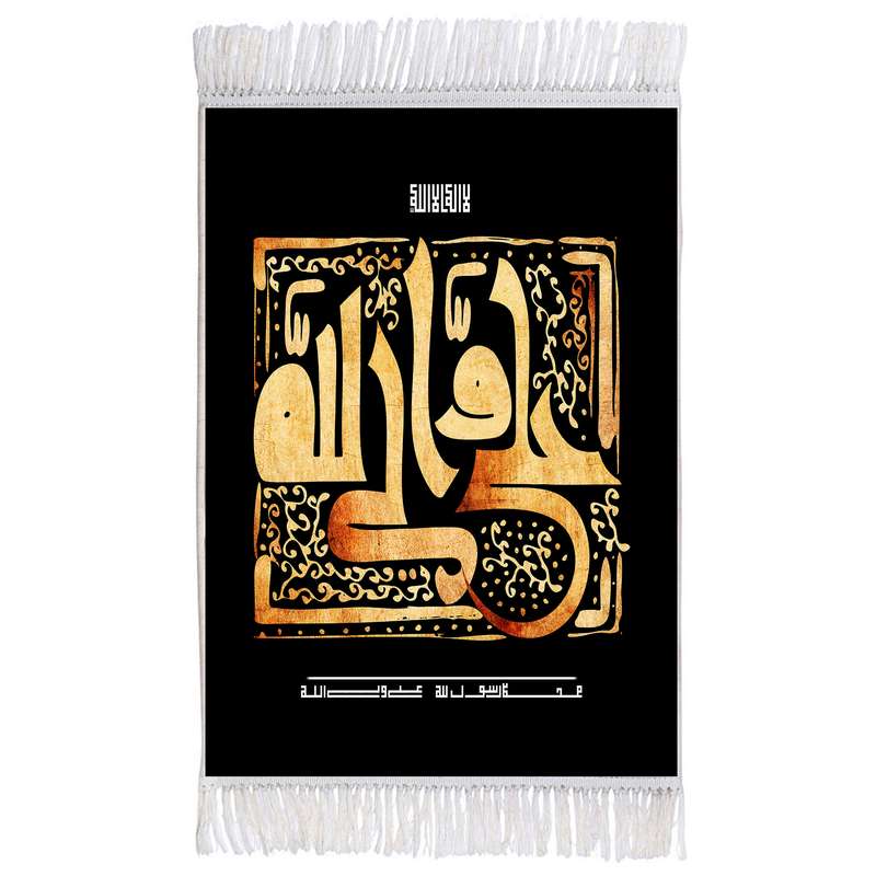 فرش ماشینی دیوارکوب اطلس آبی مدل علی ولی الله کد T3719
