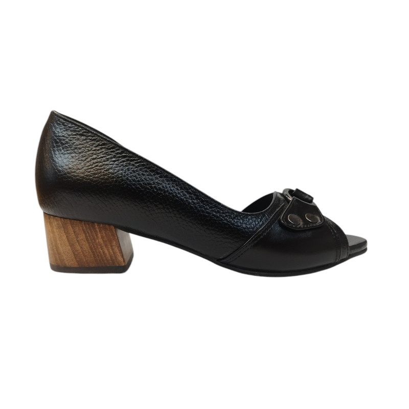 صندل زنانه مدل SZM 421 CHR چرم طبیعی رنگ مشکی