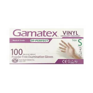 دستکش وینیل غیر پودری حریر مدل اوپی پرفکت گاماتکس سایز کوچک (S) بسته ۱۰۰ عددی