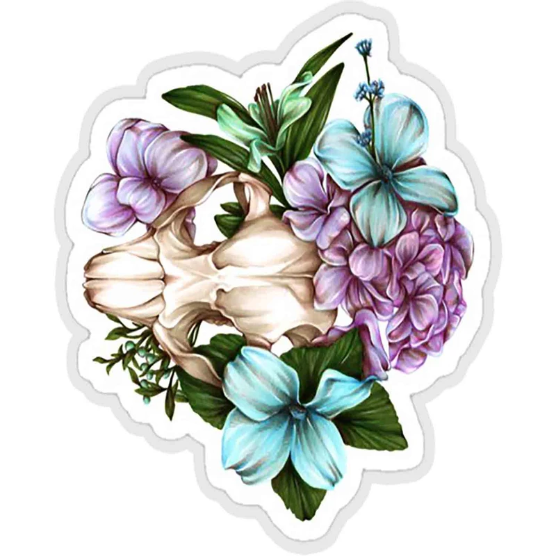 استیکر لپ تاپ طرح beaver skull with flowers کدST160