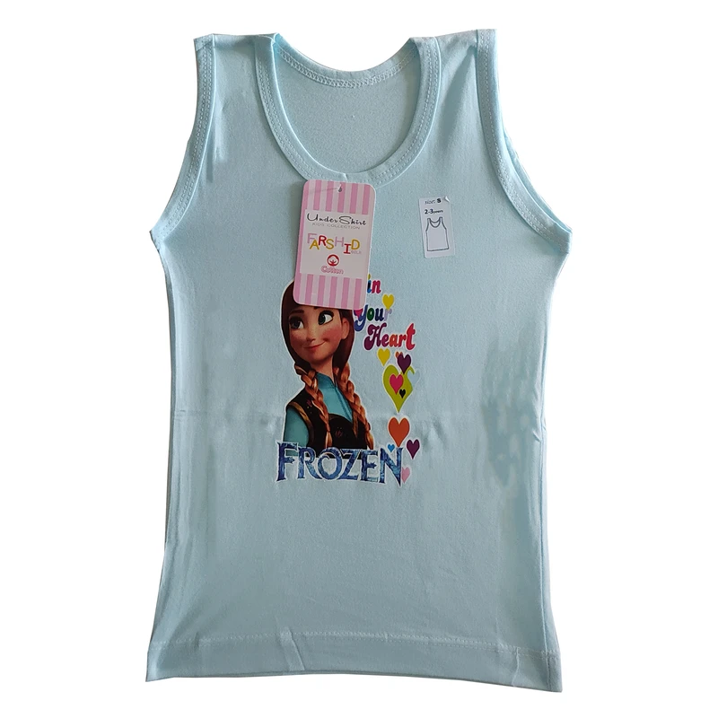 تاپ دخترانه فرشید طرح FROZEN کد 30571-ZHE رنگ آبی