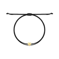 دستبند طلا 18 عیار زنانه با بند نخی درریس مدل قلب توپر با نخ