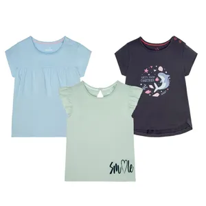 تی شرت آستین کوتاه دخترانه لوپیلو مدل پنبه ای کد 8243754 مجموعه سه عددی
