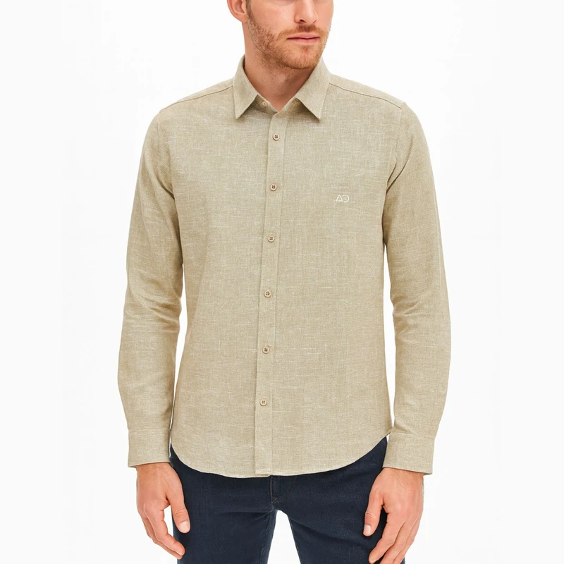 پیراهن آستین بلند یقه برگردان مردانه مدل پنبه