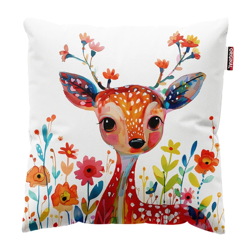 کوسن پاد آفرین مدل فانتزی طرح گوزن کد PK302155 سایز 30*30 سانتی متر