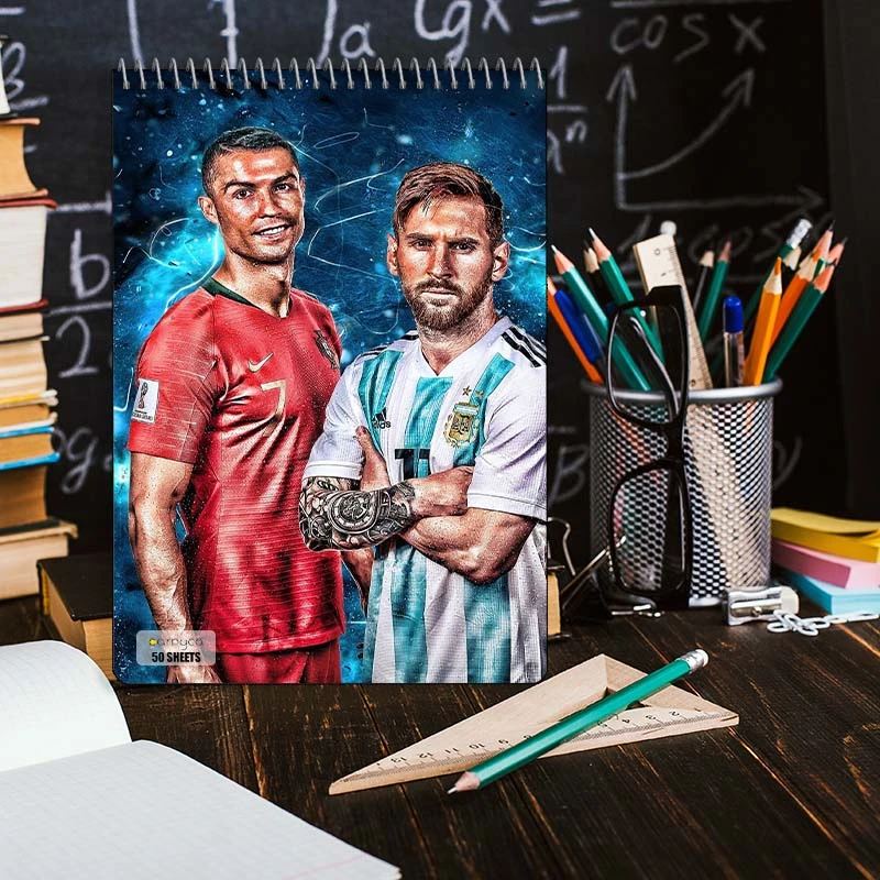 دفتر نقاشی 50 برگ سیمی کارنیکا طرح رونالدو و مسی Ronaldo & Messi کد 55329