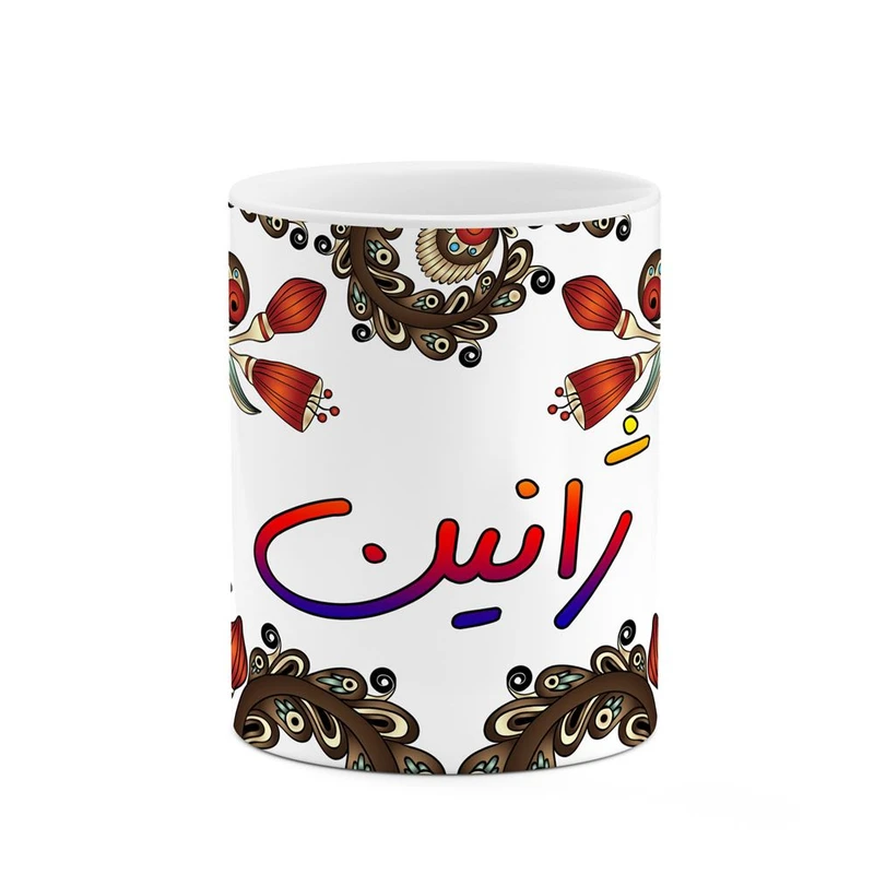 ماگ کاکتی مدل اسم ژانین طرح سنتی گل و بته کد mgh45450