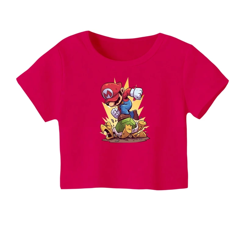 کراپ‌ تی‌شرت آستین کوتاه زنانه مدل ماریو کد ۱