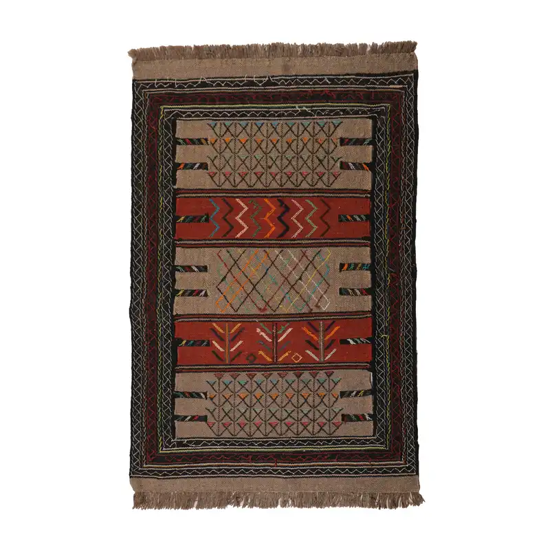 گلیم دستبافت دو متری مدل سفره کردی کد 4010950