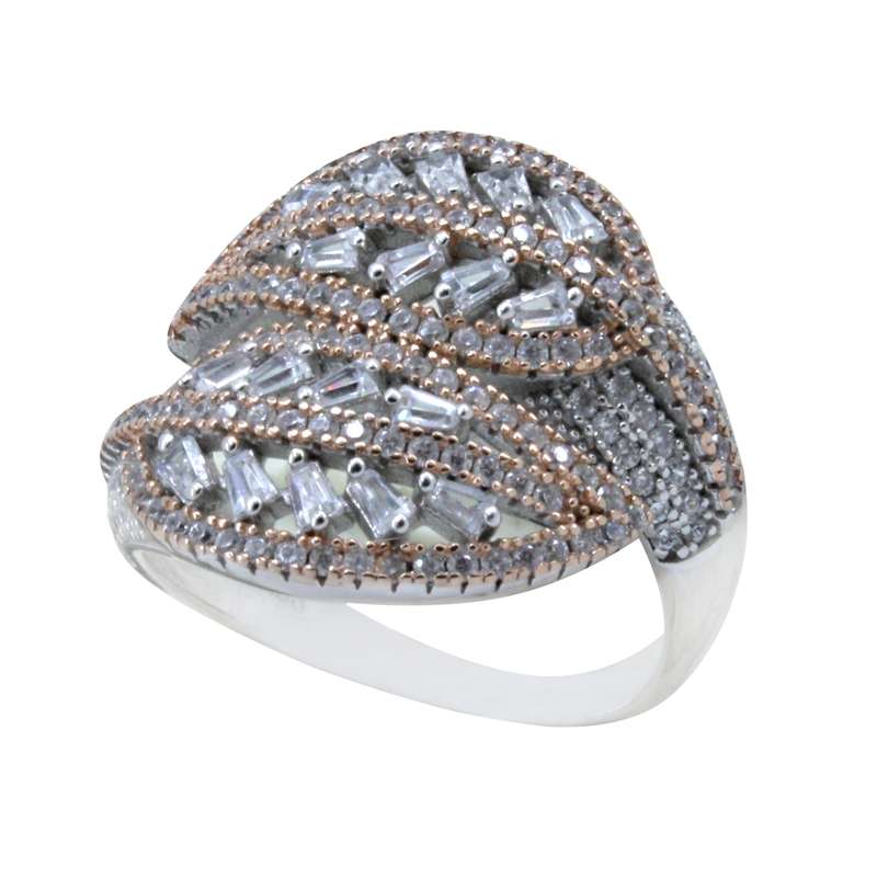 انگشتر نقره زنانه مدل برگ کد hbs