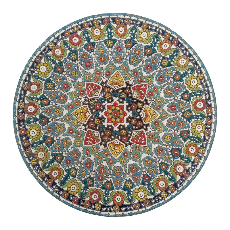 بشقاب سفالی دایره مدل مینا کاری