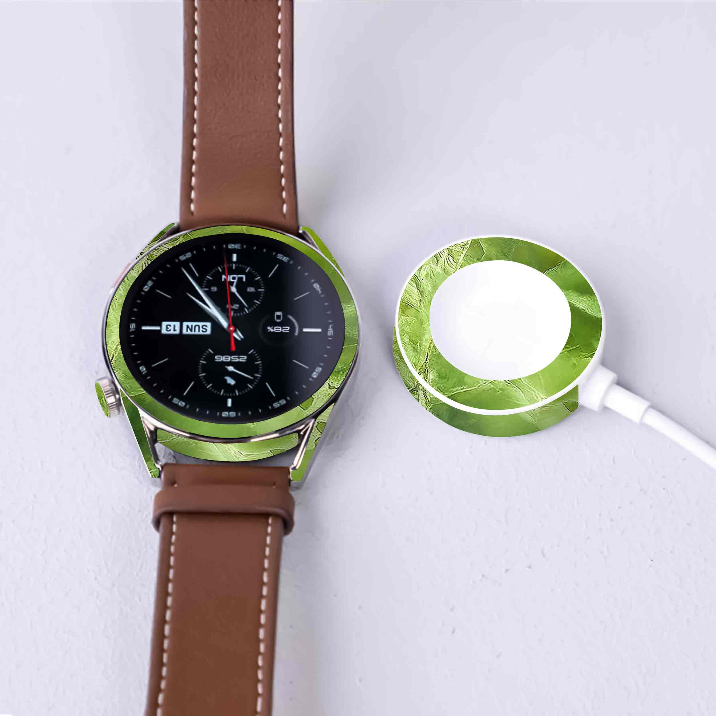برچسب ماهوت طرح Green-Crystal-Marble مناسب برای ساعت هوشمند هوآوی Watch GT 3 46mm