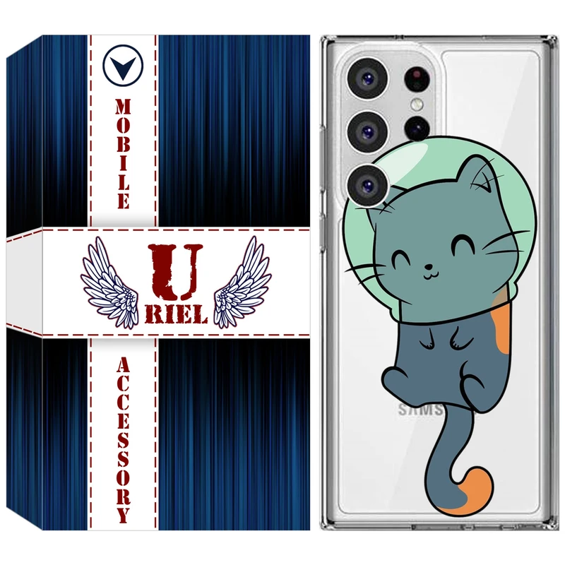 کاور یوریل قاب مدل Clear کد 61 طرح گربه مناسب برای گوشی موبایل سامسونگ Galaxy S23 Ultra