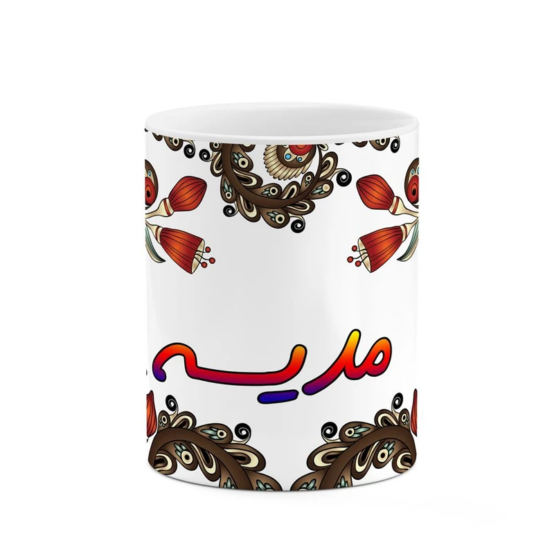 ماگ کاکتی مدل اسم مدیسه طرح سنتی گل و بته کد mgh47516