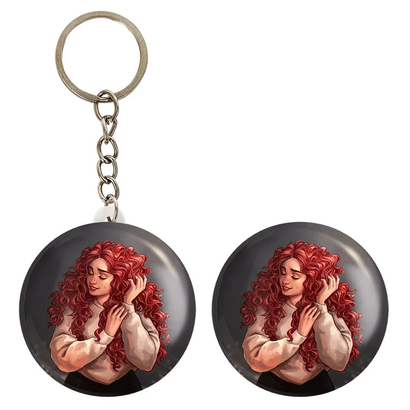 پیکسل خندالو مدل دختر مو فرفری کد 28795 به همراه جاکلیدی